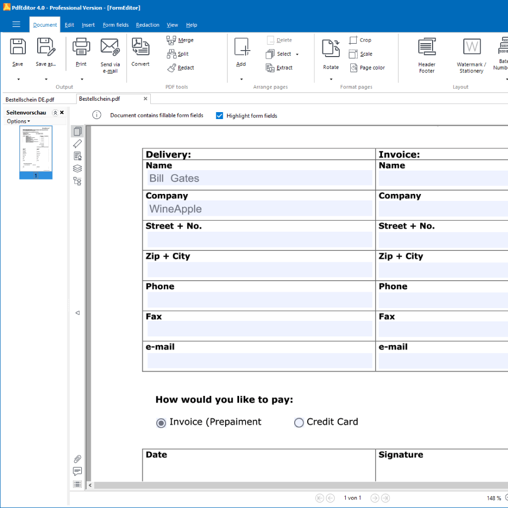 Create fillable PDF forms with PdfEditor