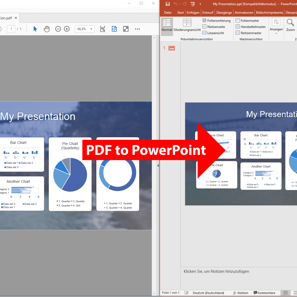 Screenshot (zoom): Comparision PDF to PowerPoint export